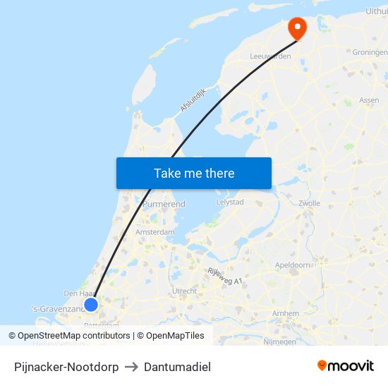 Pijnacker-Nootdorp to Dantumadiel map