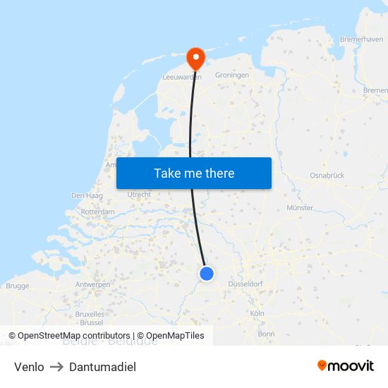 Venlo to Dantumadiel map