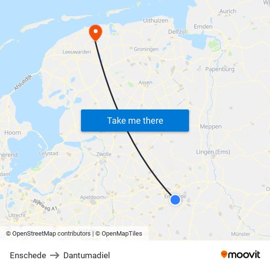 Enschede to Dantumadiel map