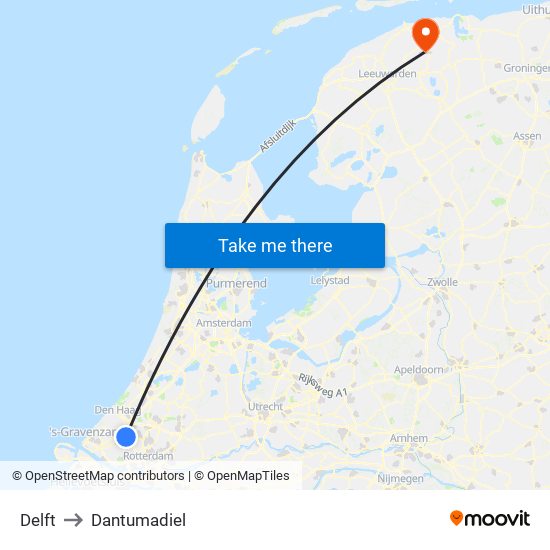 Delft to Dantumadiel map