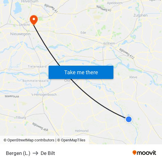 Bergen (L.) to De Bilt map