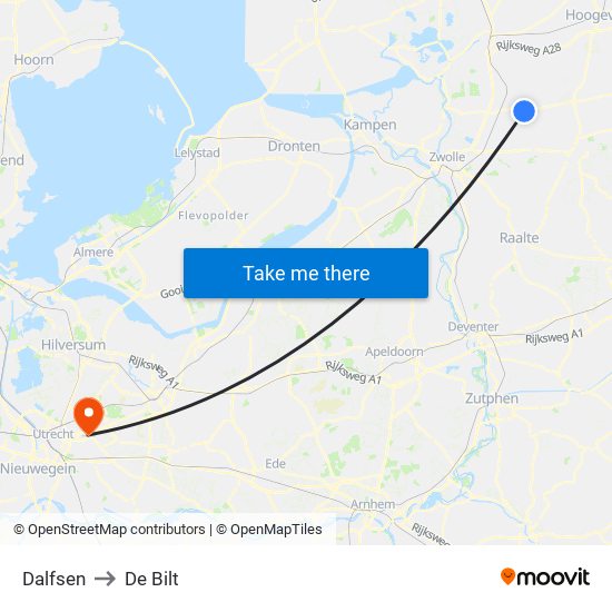 Dalfsen to De Bilt map