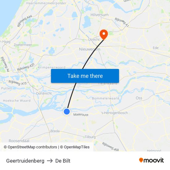 Geertruidenberg to De Bilt map