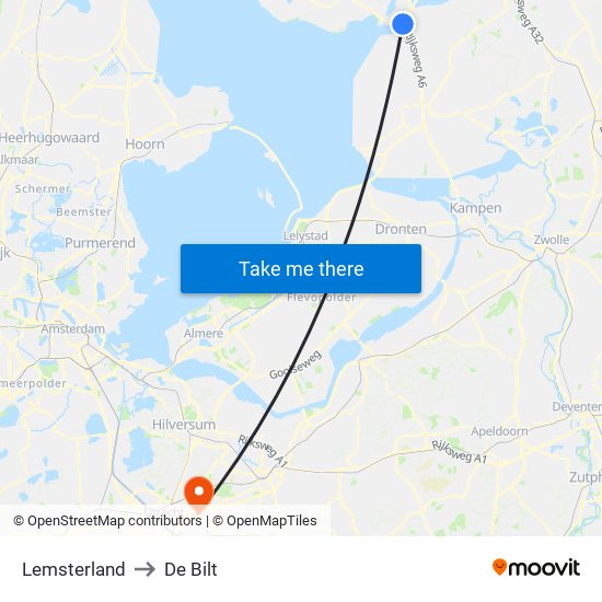 Lemsterland to De Bilt map