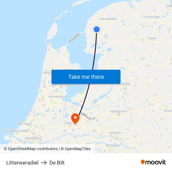 Littenseradiel to De Bilt map