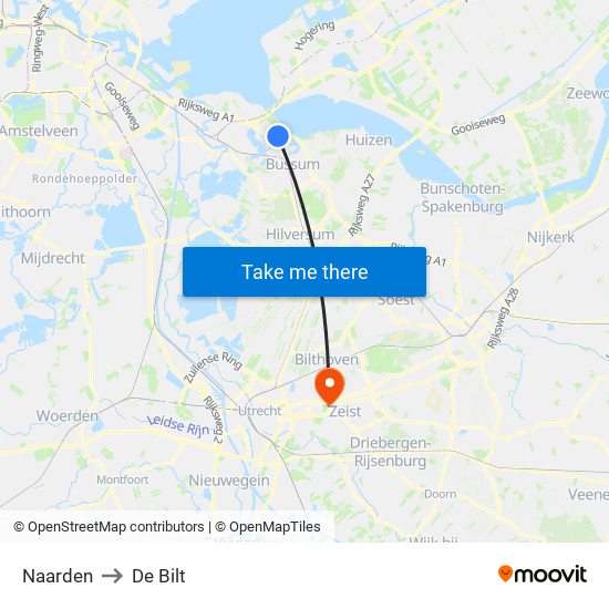 Naarden to De Bilt map