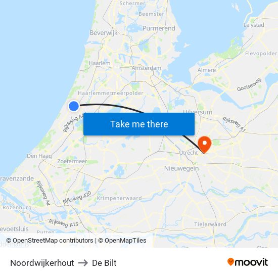 Noordwijkerhout to De Bilt map