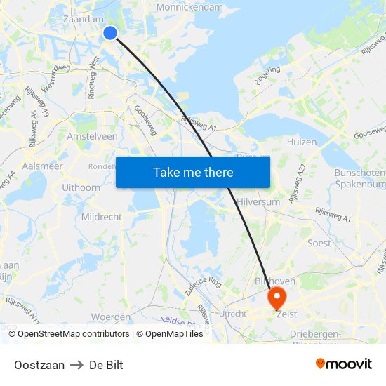 Oostzaan to De Bilt map