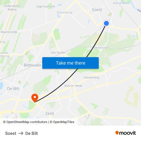 Soest to De Bilt map