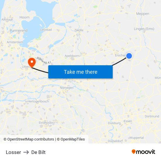 Losser to De Bilt map