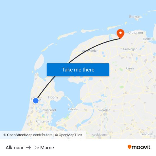 Alkmaar to De Marne map