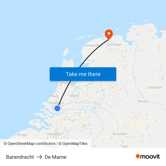 Barendrecht to De Marne map