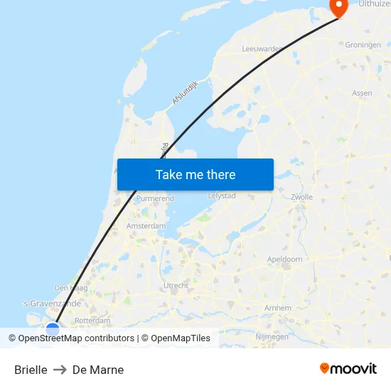 Brielle to De Marne map