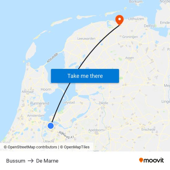 Bussum to De Marne map