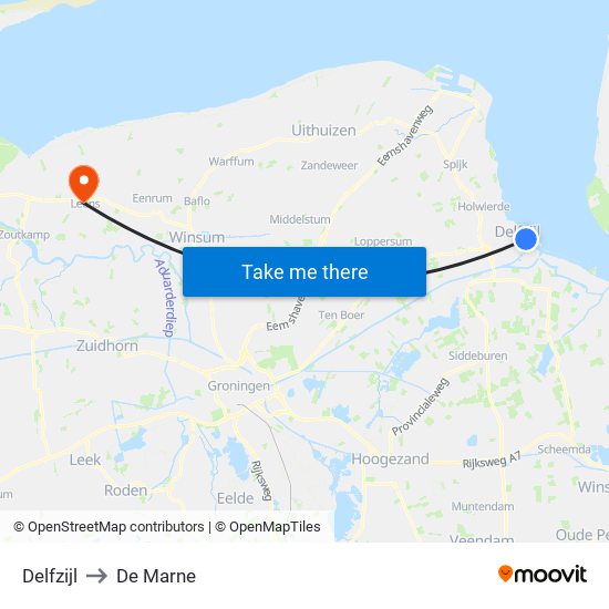 Delfzijl to De Marne map