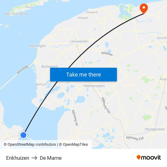 Enkhuizen to De Marne map