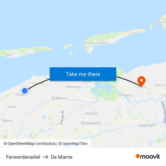 Ferwerderadiel to De Marne map