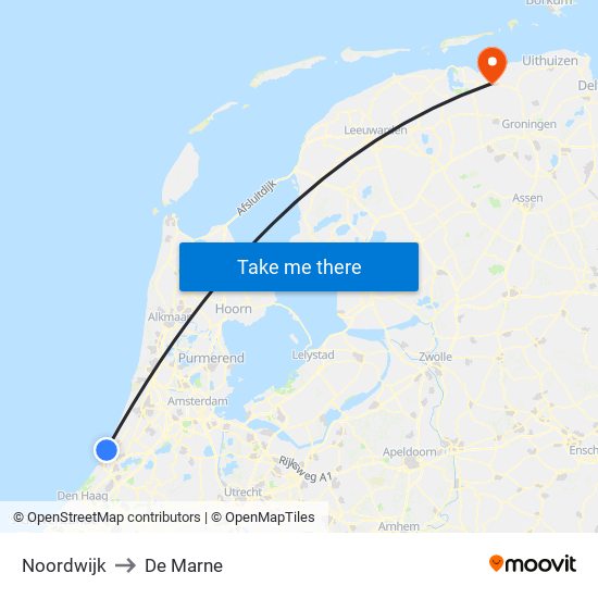 Noordwijk to De Marne map