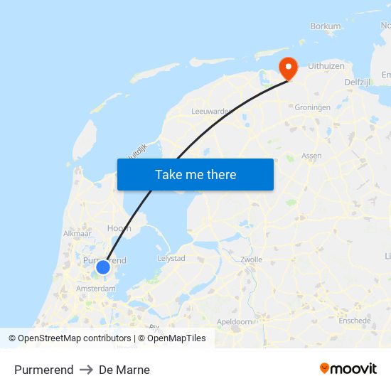 Purmerend to De Marne map