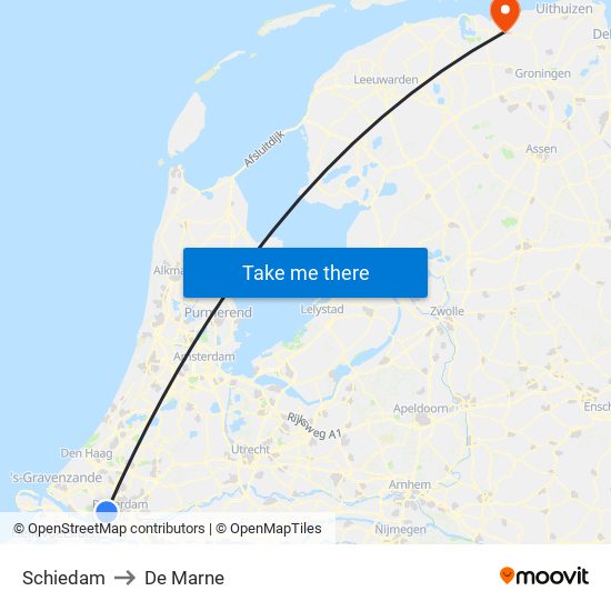 Schiedam to De Marne map