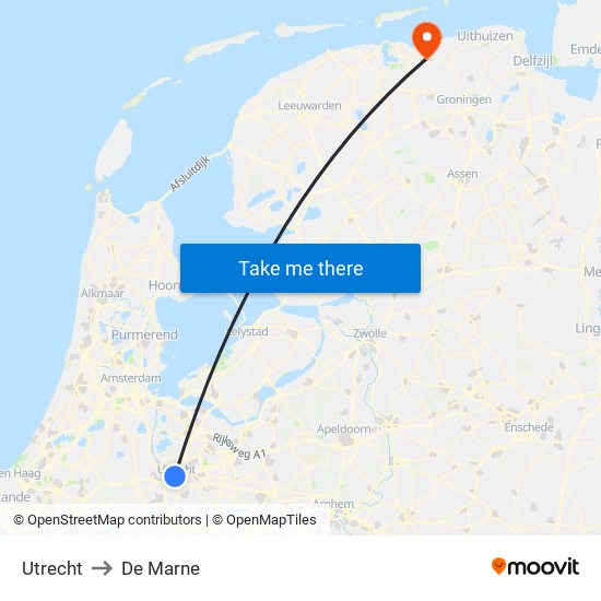 Utrecht to De Marne map