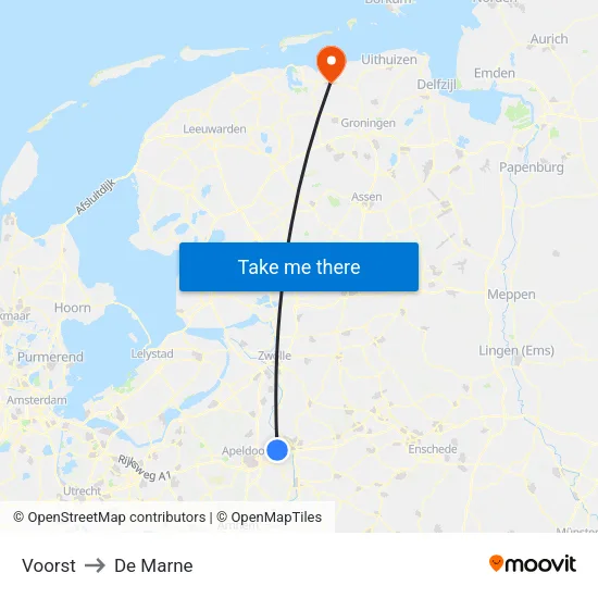 Voorst to De Marne map