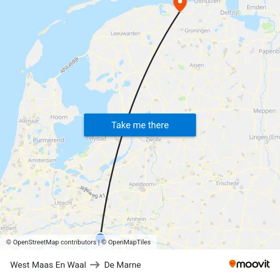 West Maas En Waal to De Marne map
