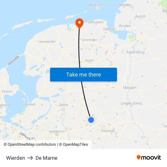 Wierden to De Marne map