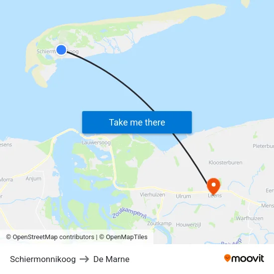Schiermonnikoog to De Marne map