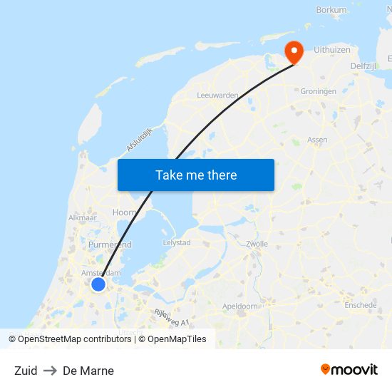Zuid to De Marne map