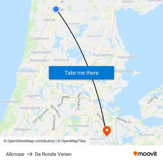 Alkmaar to De Ronde Venen map