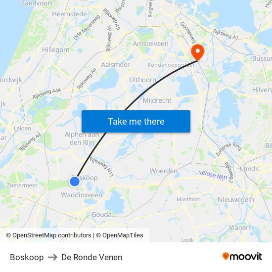 Boskoop to De Ronde Venen map