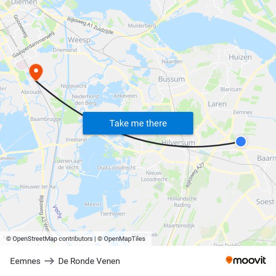 Eemnes to De Ronde Venen map