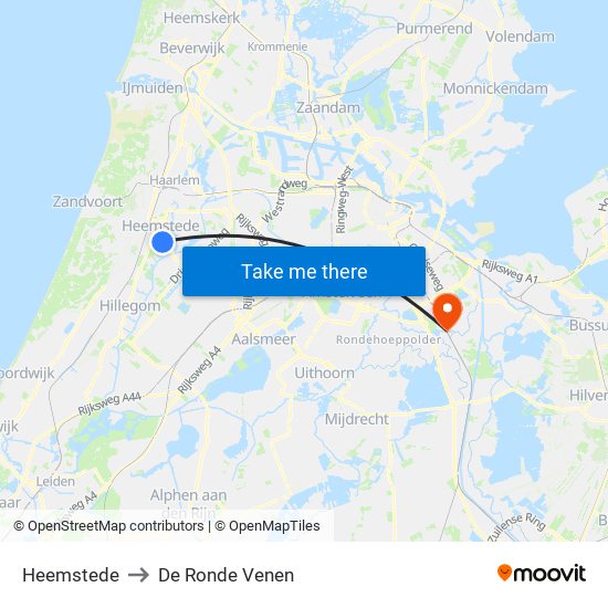 Heemstede to De Ronde Venen map