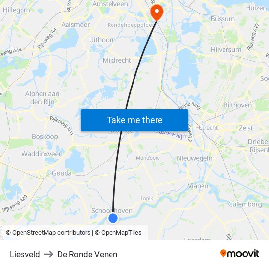 Liesveld to De Ronde Venen map