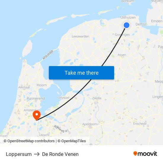 Loppersum to De Ronde Venen map