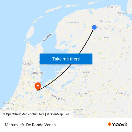 Marum to De Ronde Venen map