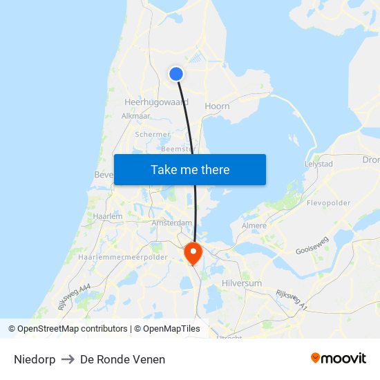 Niedorp to De Ronde Venen map