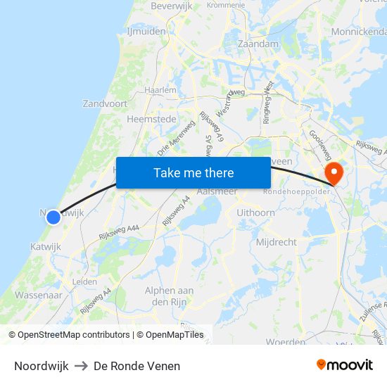 Noordwijk to De Ronde Venen map