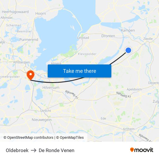 Oldebroek to De Ronde Venen map
