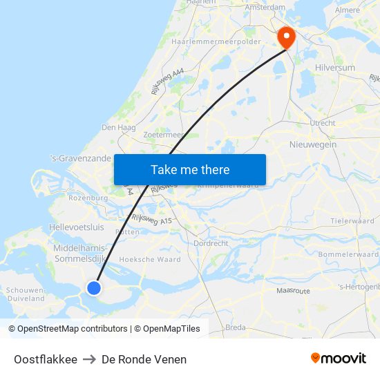 Oostflakkee to De Ronde Venen map