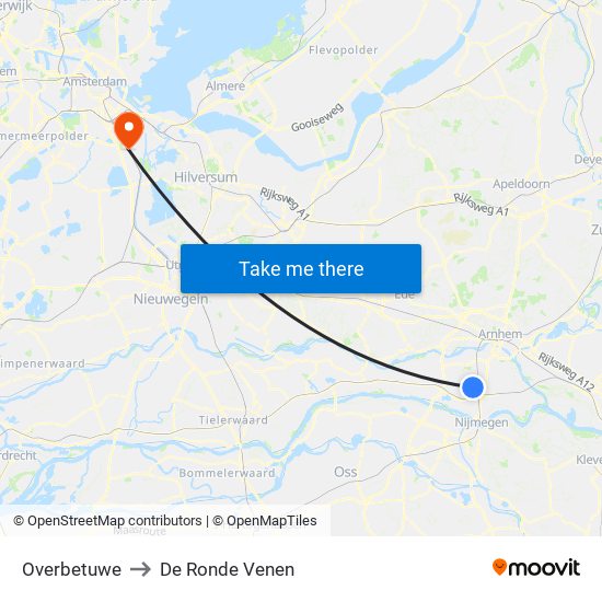 Overbetuwe to De Ronde Venen map