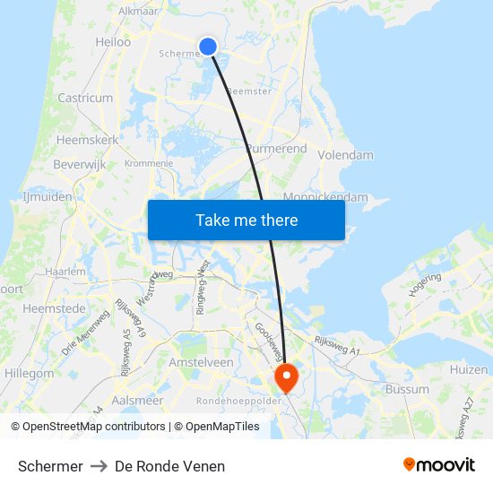 Schermer to De Ronde Venen map