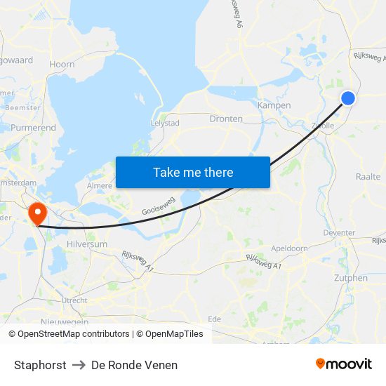 Staphorst to De Ronde Venen map