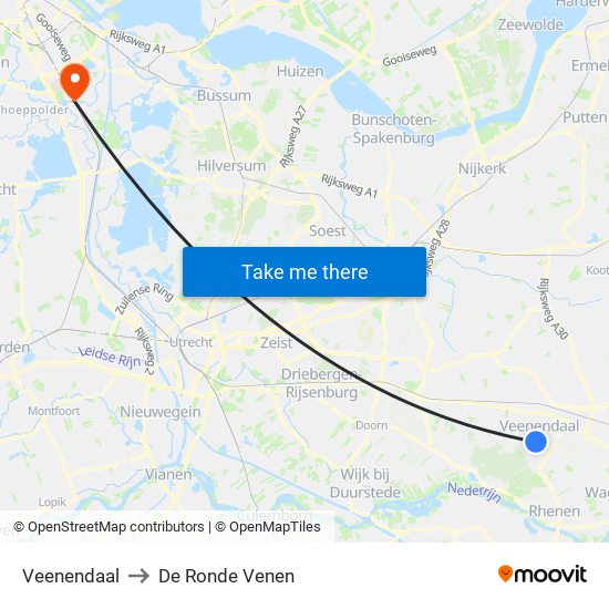 Veenendaal to De Ronde Venen map