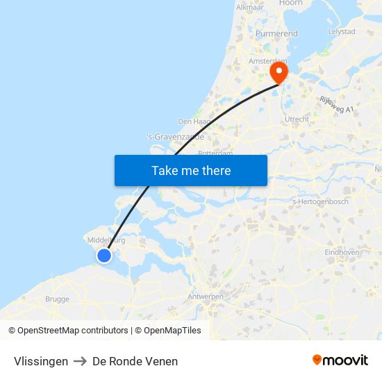 Vlissingen to De Ronde Venen map