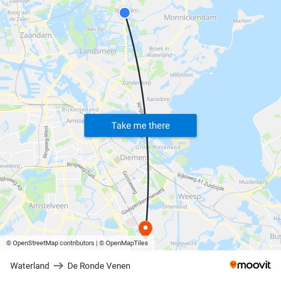 Waterland to De Ronde Venen map