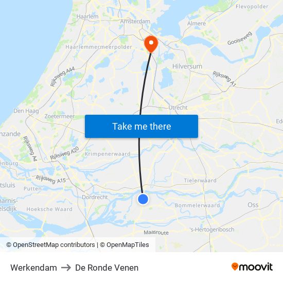 Werkendam to De Ronde Venen map