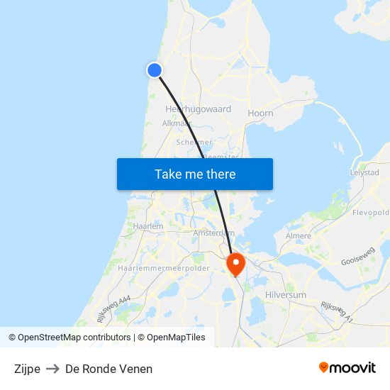 Zijpe to De Ronde Venen map