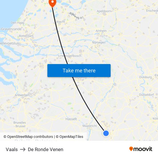 Vaals to De Ronde Venen map